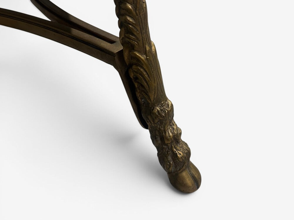 Louis XVI Style, Rams Head Gueridon, Bronze, Black Stone, France, 20th c.