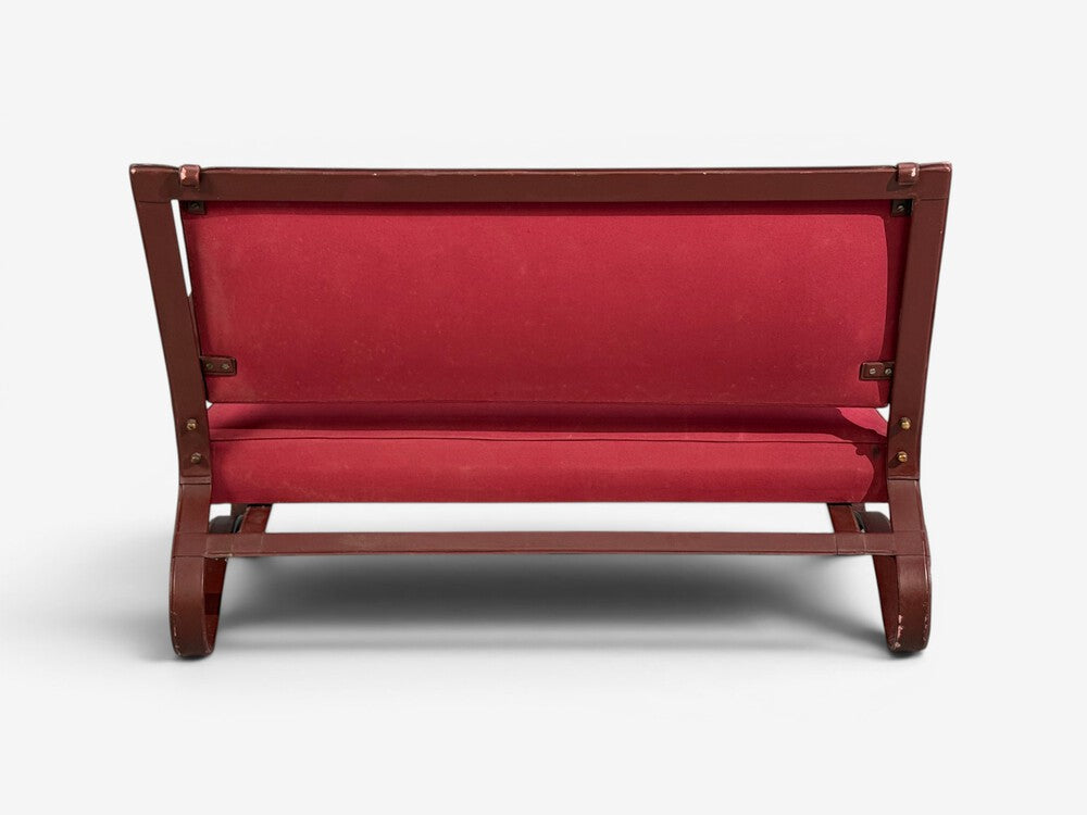 Jacques Adnet, Rare Settee, Leather, Steel, France, 1950s