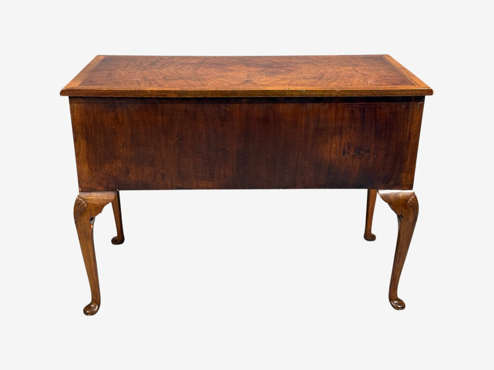 Queen Anne, Lowboy Writing Desk, Crotch Mahogany Veneer, Walnut, England, 19th c.