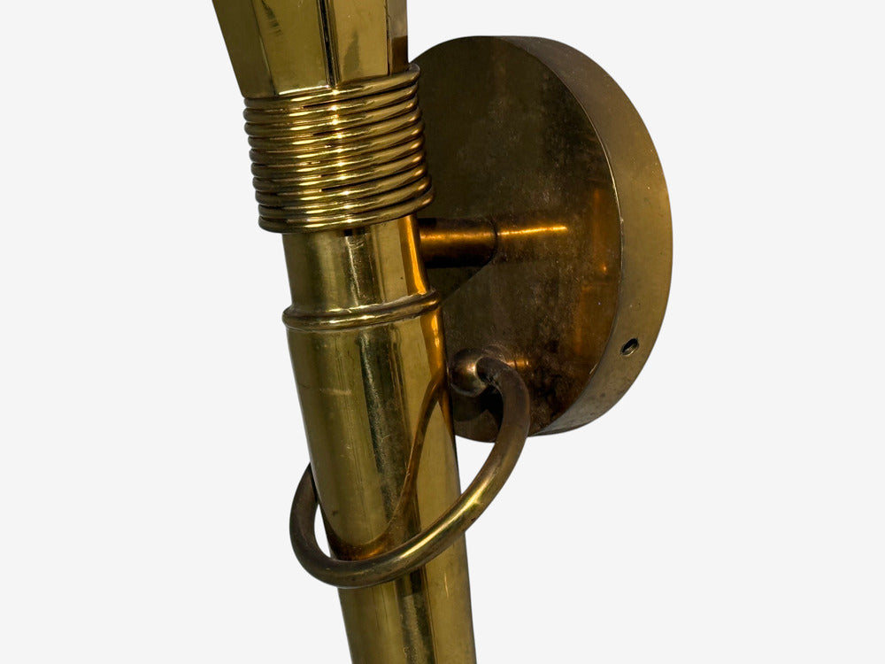 Neoclassical, Monumental Torchiere Wall Sconces, Brass, Glass, 20th c.