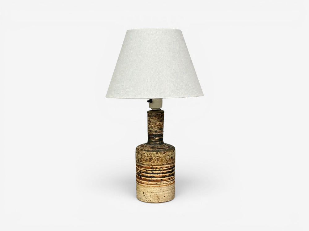 Tue Poulsen, Table Lamp, Beige Stoneware, Denmark, 1950s