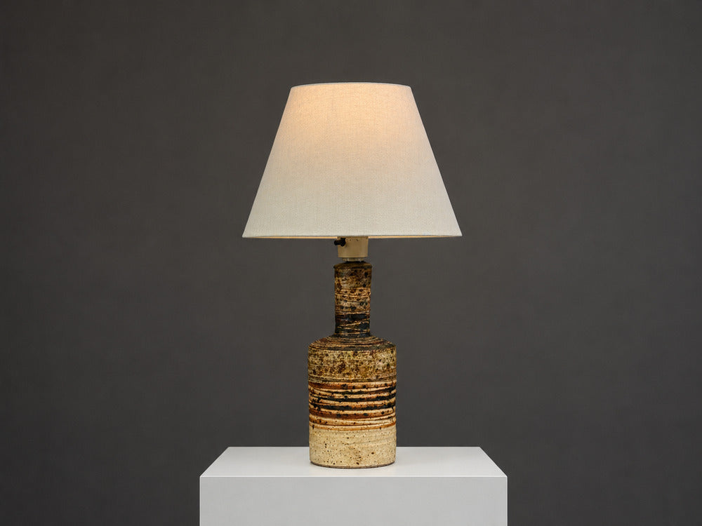 Tue Poulsen, Table Lamp, Beige Stoneware, Denmark, 1950s