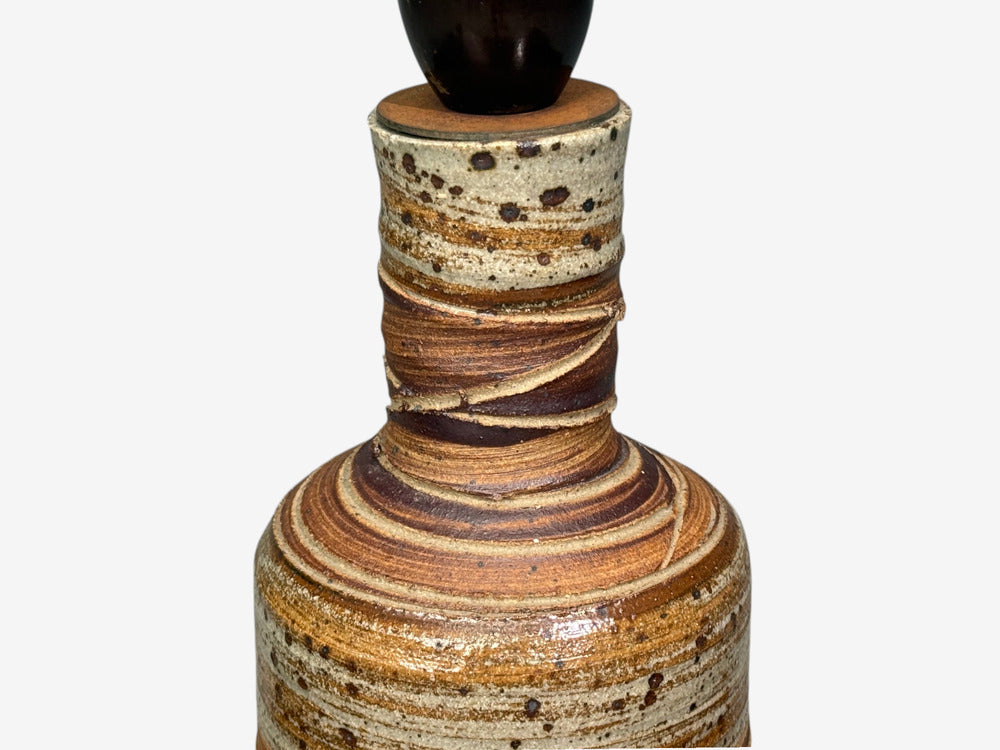 Tue Poulsen, Table Lamp, Beige Stoneware, Denmark, 1950s
