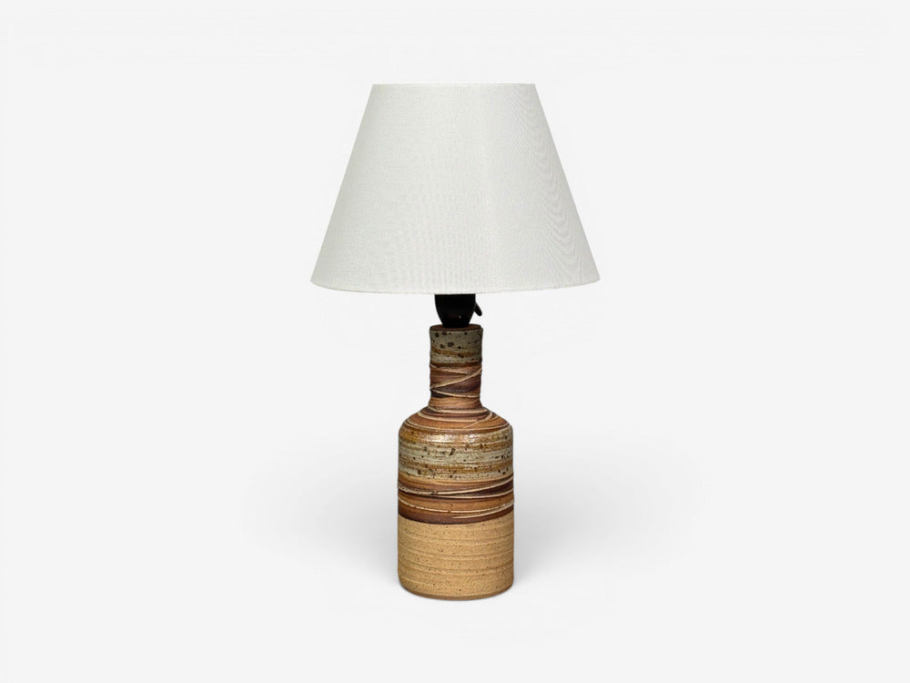 Tue Poulsen, Table Lamp, Beige Stoneware, Denmark, 1950s