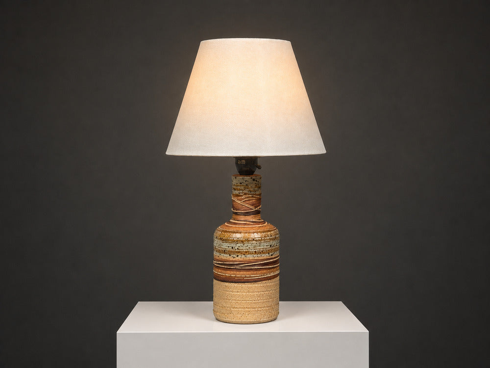 Tue Poulsen, Table Lamp, Beige Stoneware, Denmark, 1950s