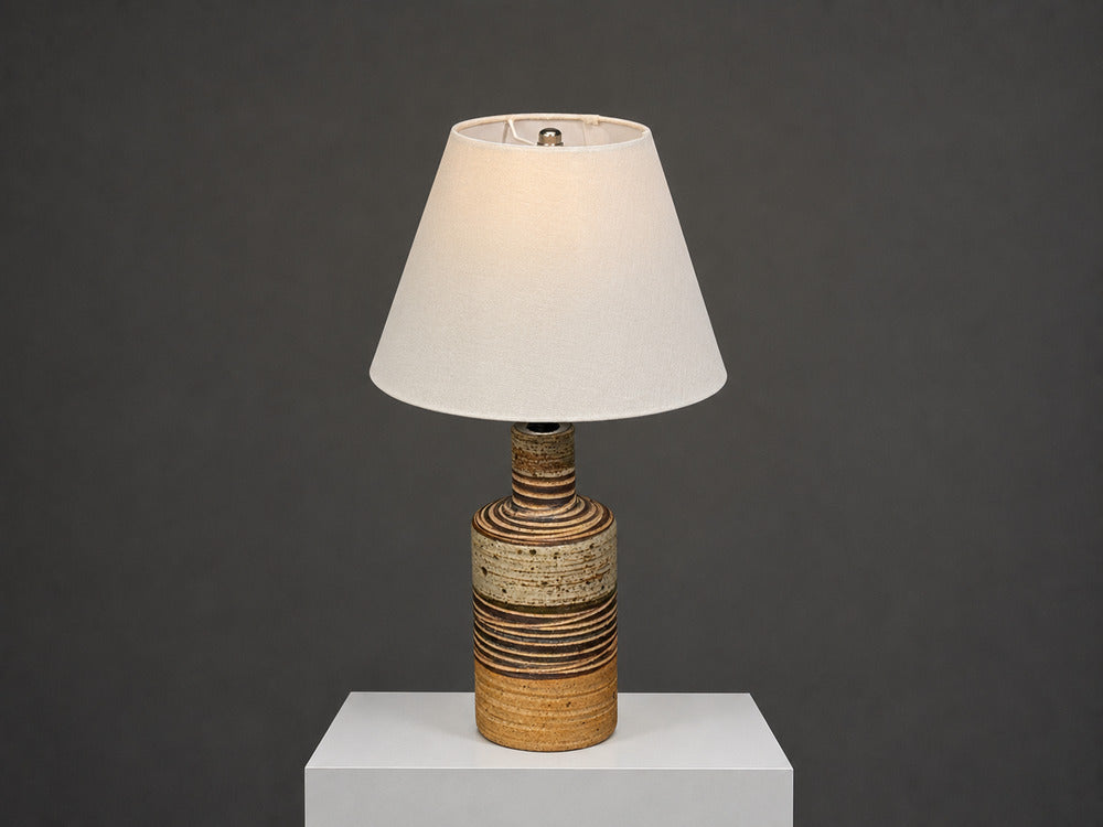 Tue Poulsen, Table Lamp, Beige Stoneware, Denmark, 1950s