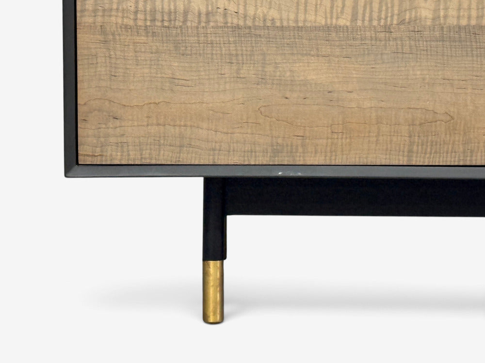BDDW, Modern 'Lake' Credenza or Sideboard, Ebonized Wood, Tiger Maple, USA, 2015
