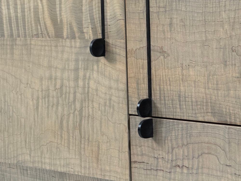 BDDW, Modern 'Lake' Credenza or Sideboard, Ebonized Wood, Tiger Maple, USA, 2015