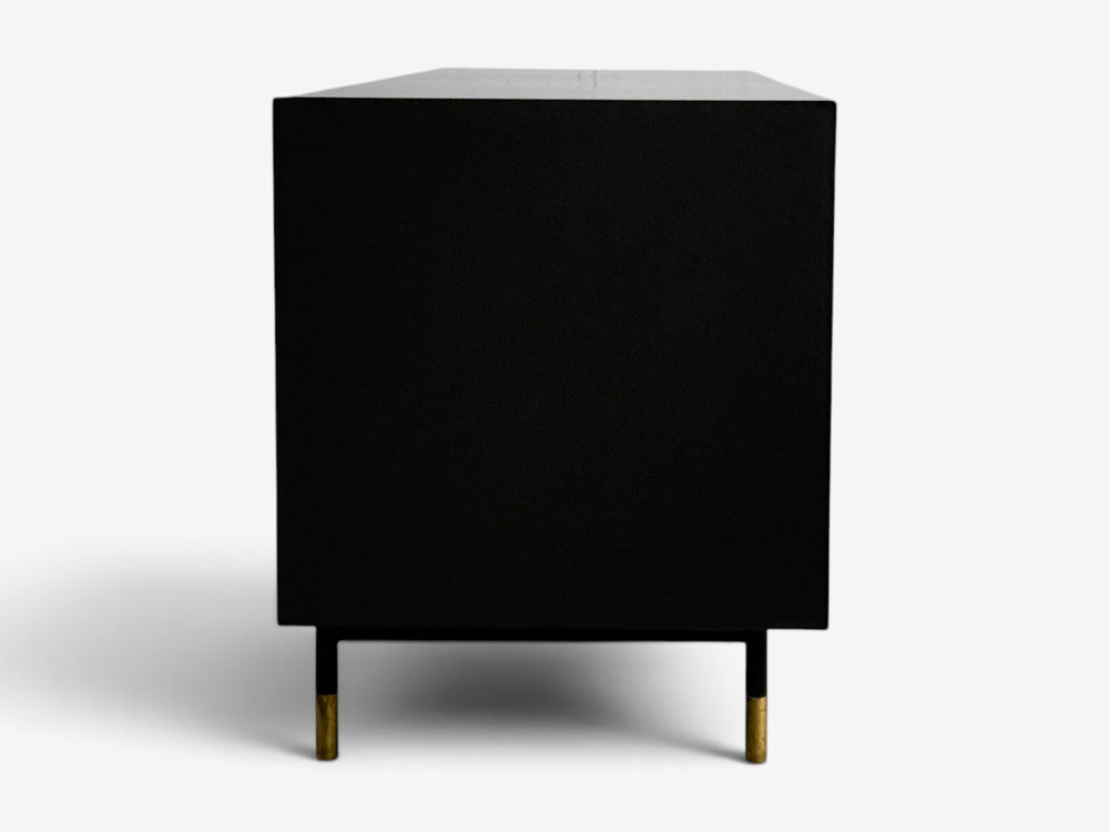 BDDW, Modern 'Lake' Credenza or Sideboard, Ebonized Wood, Tiger Maple, USA, 2015