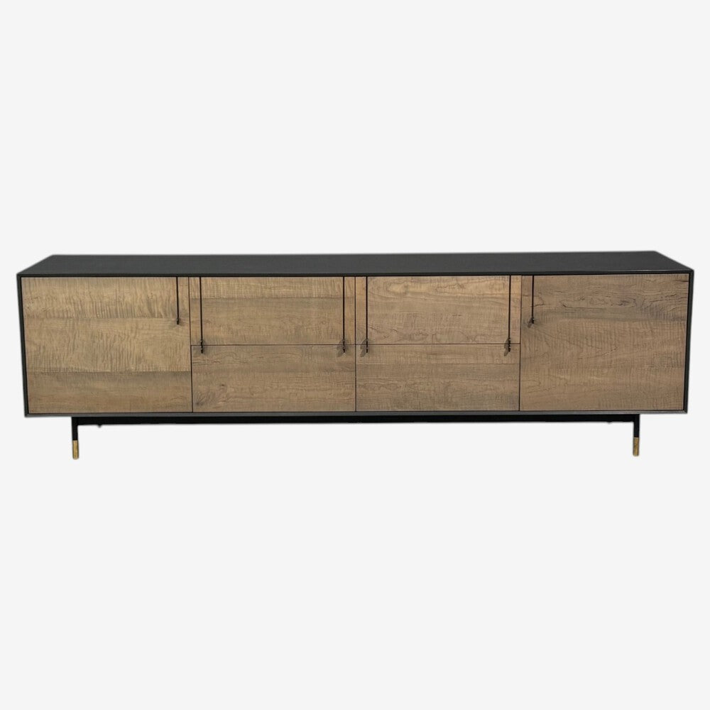 BDDW, Modern 'Lake' Credenza or Sideboard, Ebonized Wood, Tiger Maple, USA, 2015