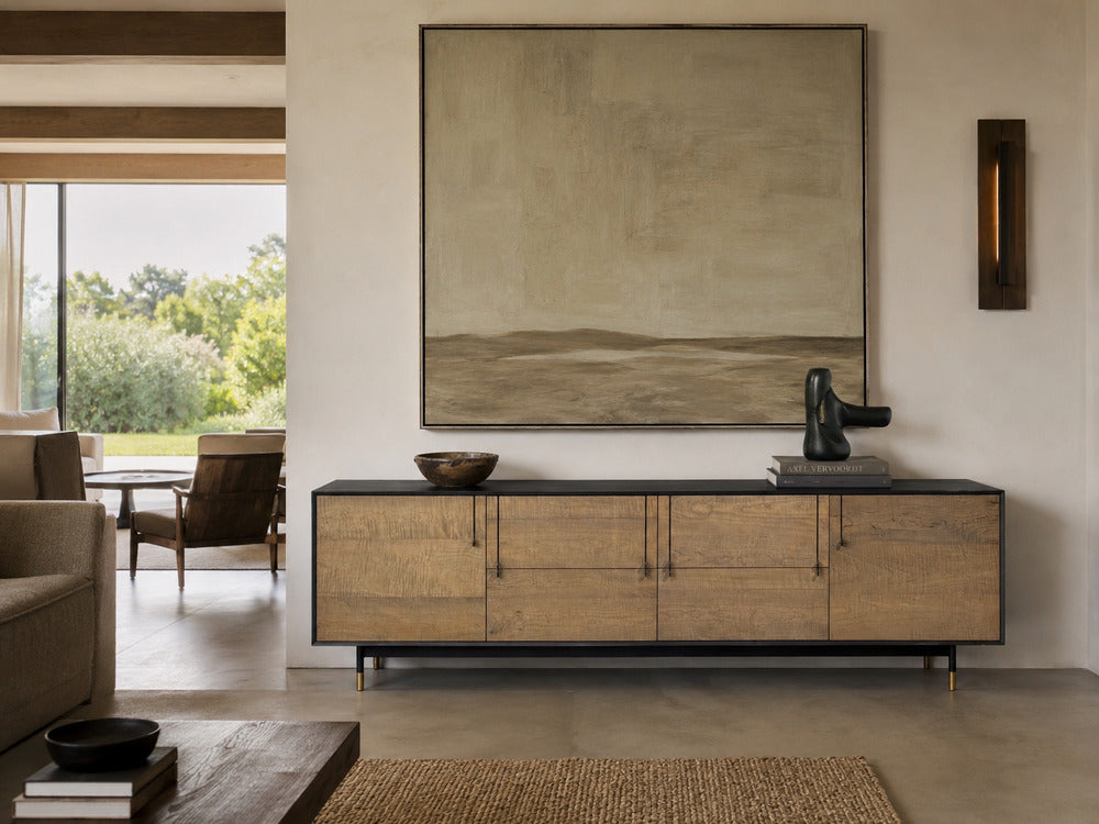 BDDW, Modern 'Lake' Credenza or Sideboard, Ebonized Wood, Tiger Maple, USA, 2015
