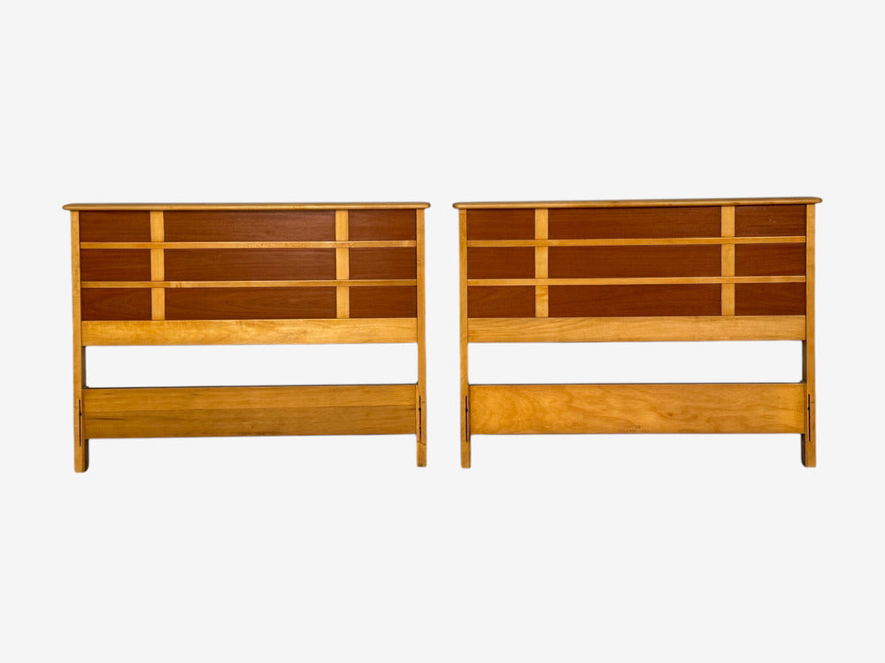 Paul Frankl, Rare Twin Headboards, Mahogany, Rock Maple, USA, 1950s