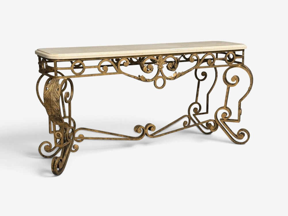 Maitland Smith, Console Table, Gilt Metal, Marble, Philippines, 1980s
