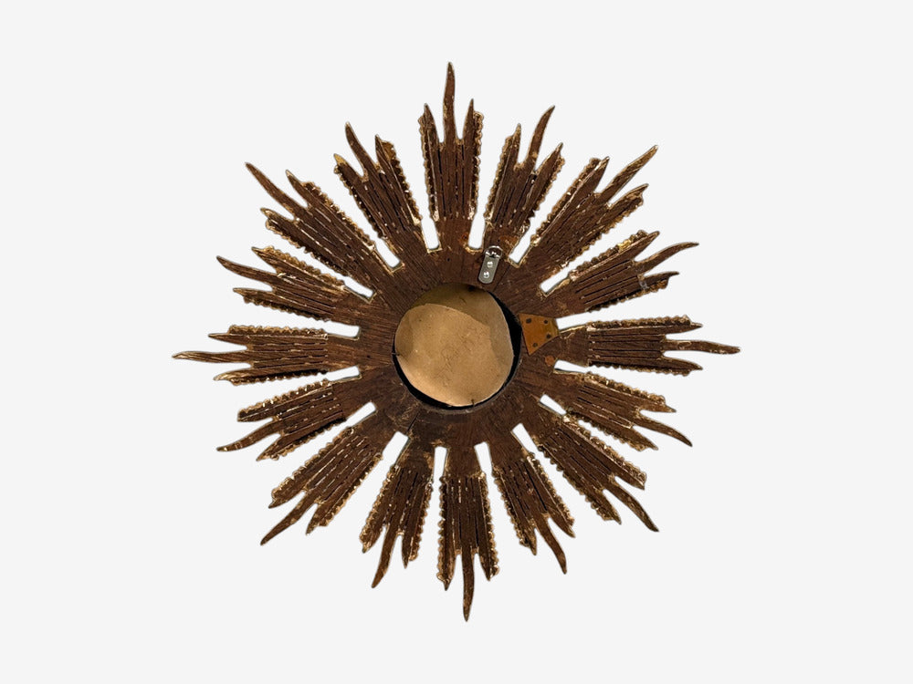 Line Vautrin Style, Sunburst Mirror, Clayed Gilt, Mirror, France, 1960s