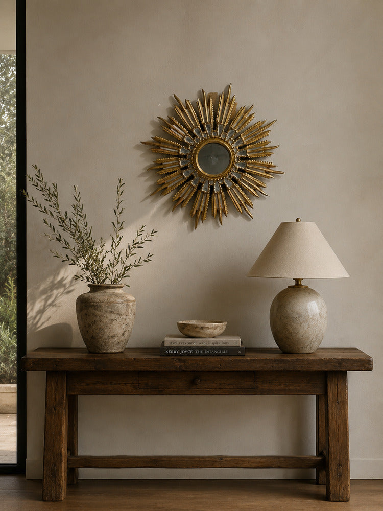 Line Vautrin Style, Sunburst Mirror, Clayed Gilt, Mirror, France, 1960s