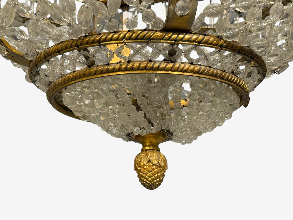 Louis XVI Style, Chandelier, Dore Bronze, Crystal, France, 19th c.