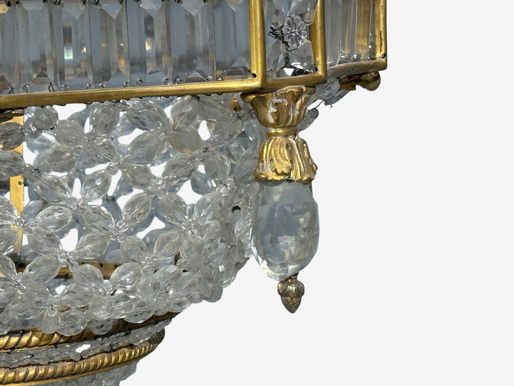 Louis XVI Style, Chandelier, Dore Bronze, Crystal, France, 19th c.