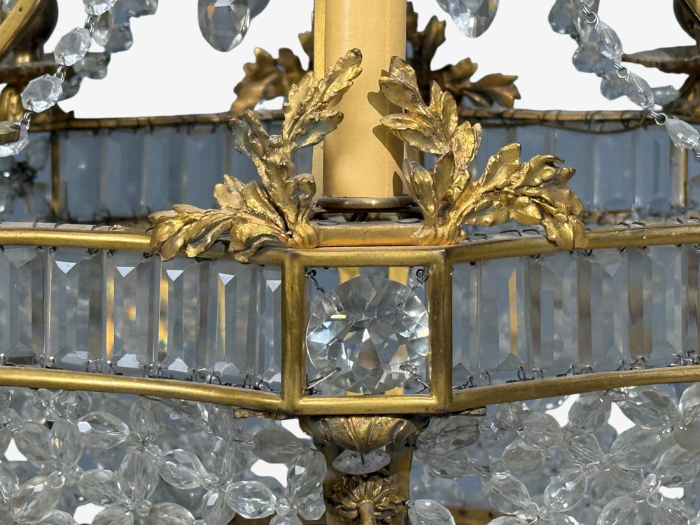 Louis XVI Style, Chandelier, Dore Bronze, Crystal, France, 19th c.