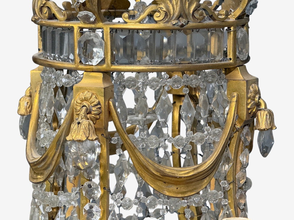 Louis XVI Style, Chandelier, Dore Bronze, Crystal, France, 19th c.
