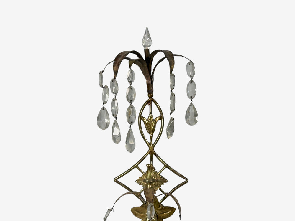 Neoclassical Style, Wall Sconces, Bronze, Crystal, France, 1950s