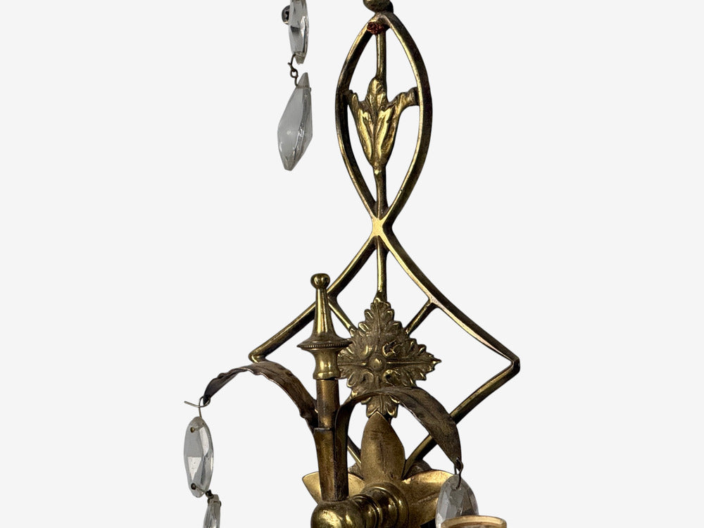 Neoclassical Style, Wall Sconces, Bronze, Crystal, France, 1950s