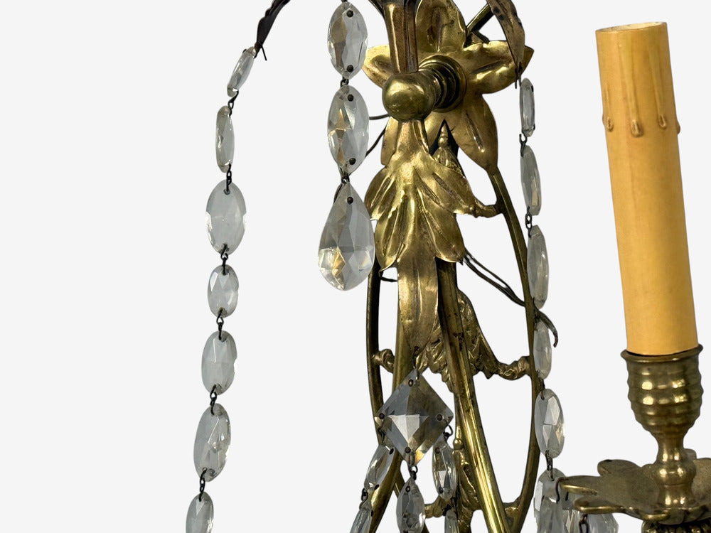 Neoclassical Style, Wall Sconces, Bronze, Crystal, France, 1950s