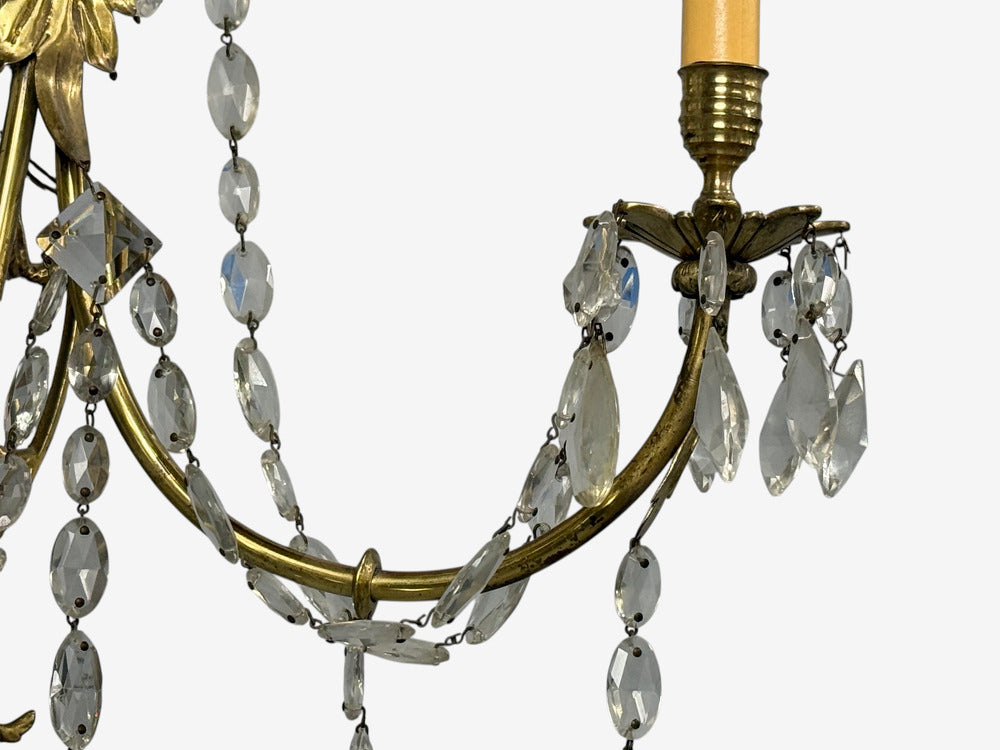Neoclassical Style, Wall Sconces, Bronze, Crystal, France, 1950s