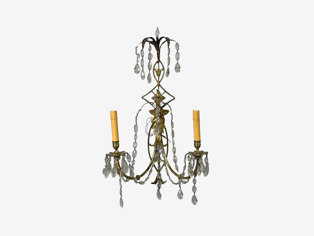 Neoclassical Style, Wall Sconces, Bronze, Crystal, France, 1950s