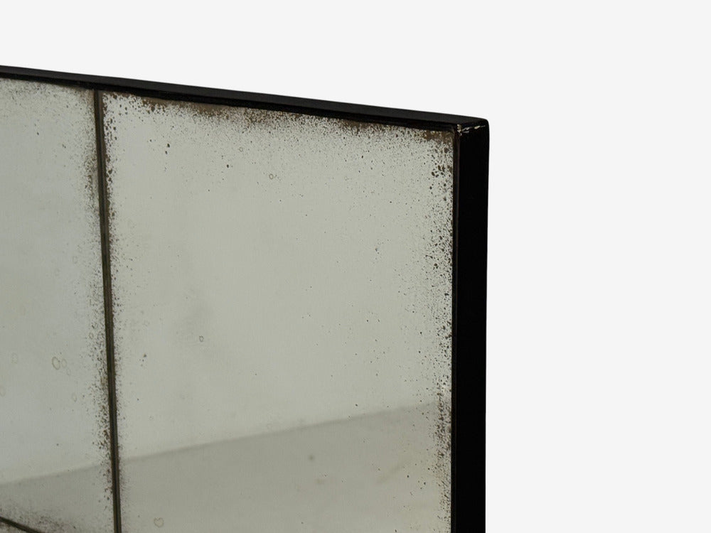 Baroque Style, Rectangular Silver Wall Mirror, Eglomise Glass, Stained Wood