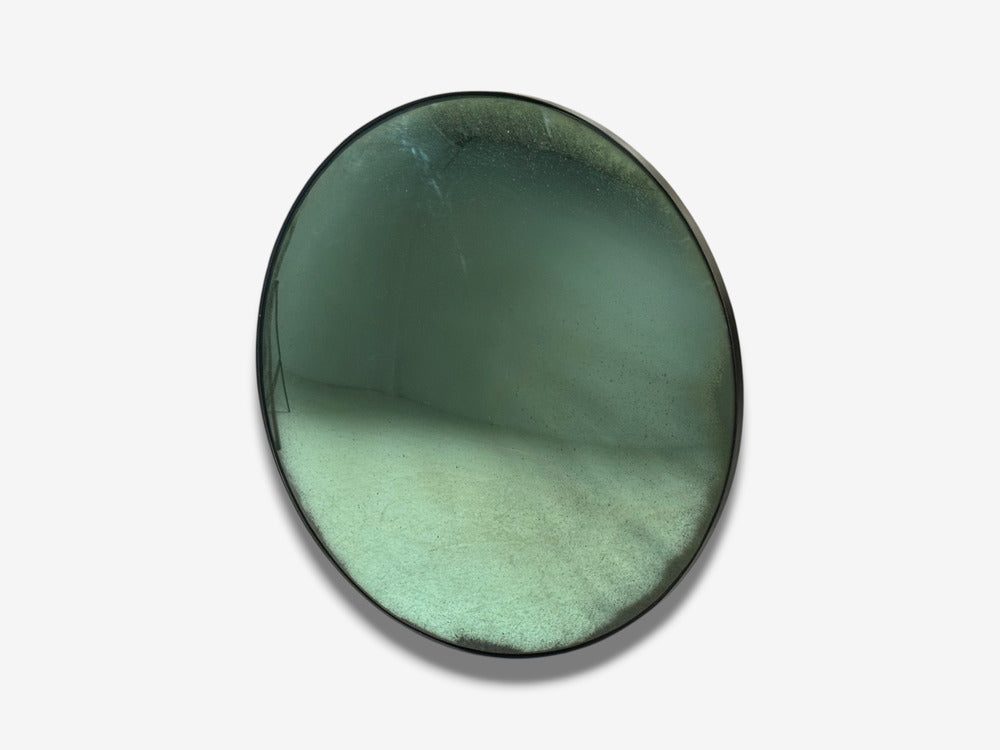 Modern, Space Age Wall Mirror, Green Convex Glass, Painted Wood, 21st c.
