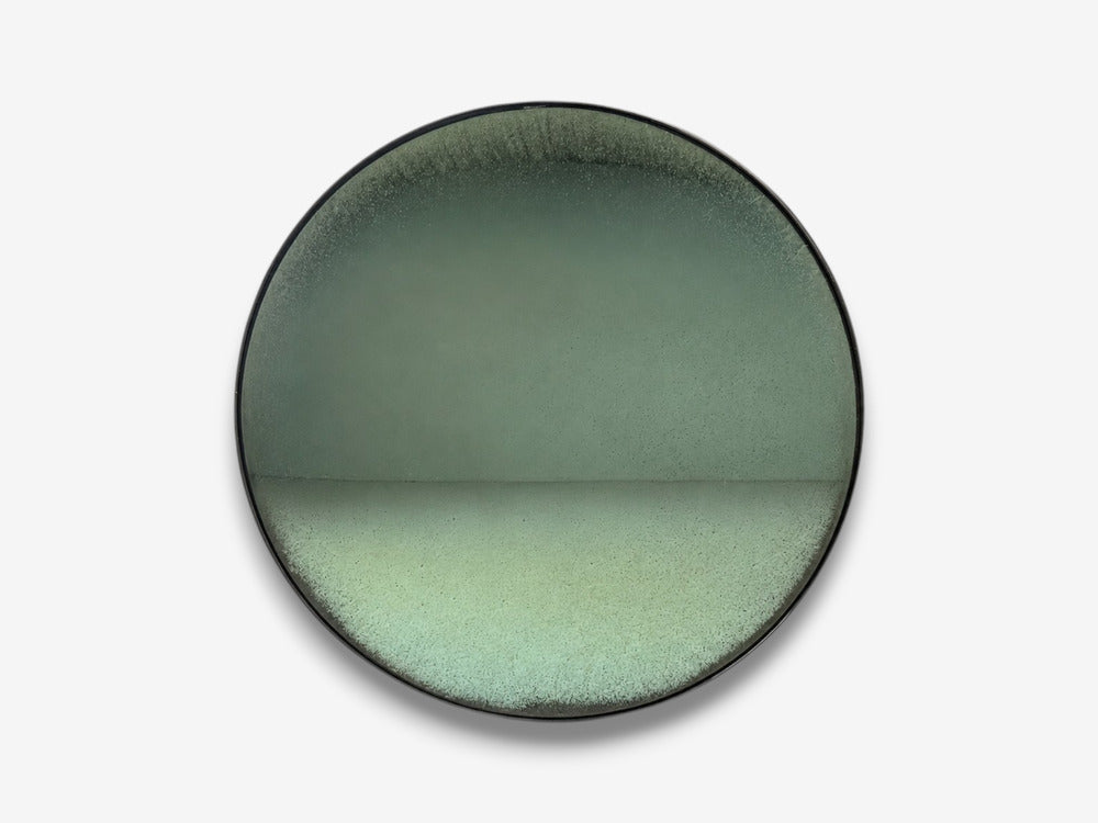 Modern, Space Age Wall Mirror, Green Convex Glass, Painted Wood, 21st c.