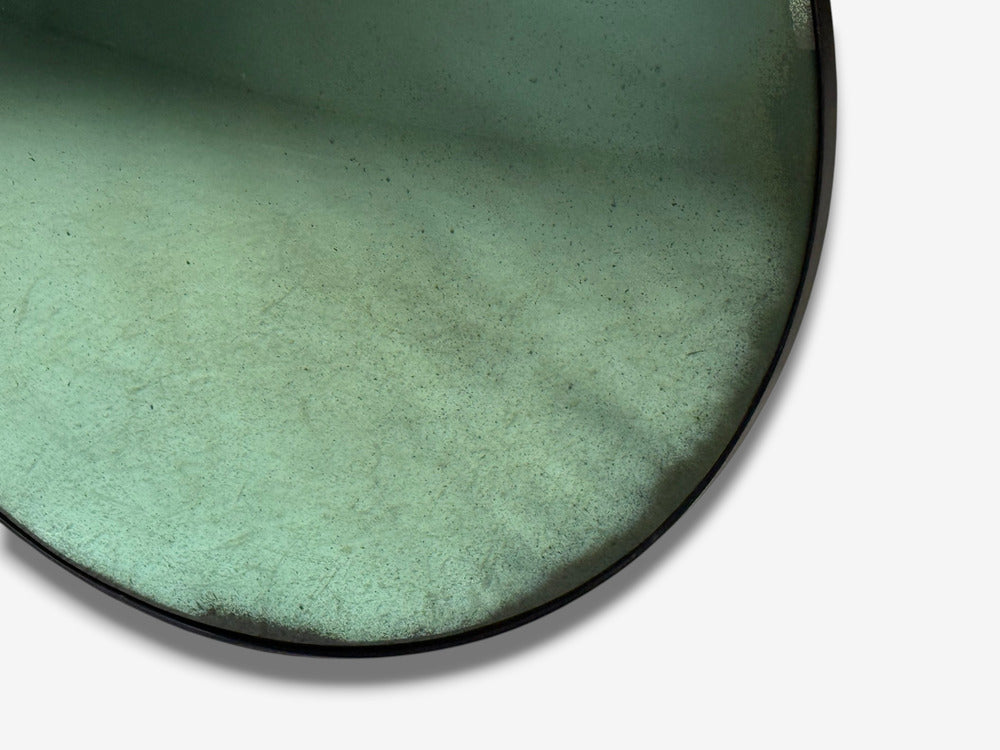 Modern, Space Age Wall Mirror, Green Convex Glass, Painted Wood, 21st c.