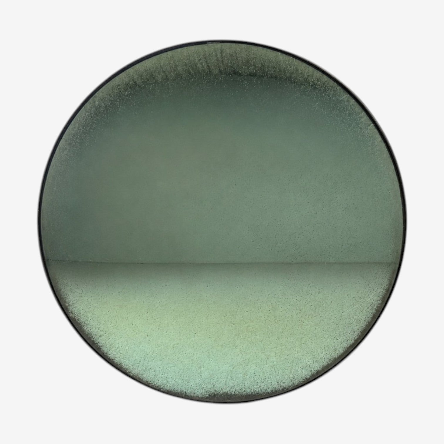 Modern, Space Age Wall Mirror, Green Convex Glass, Painted Wood, 21st c.