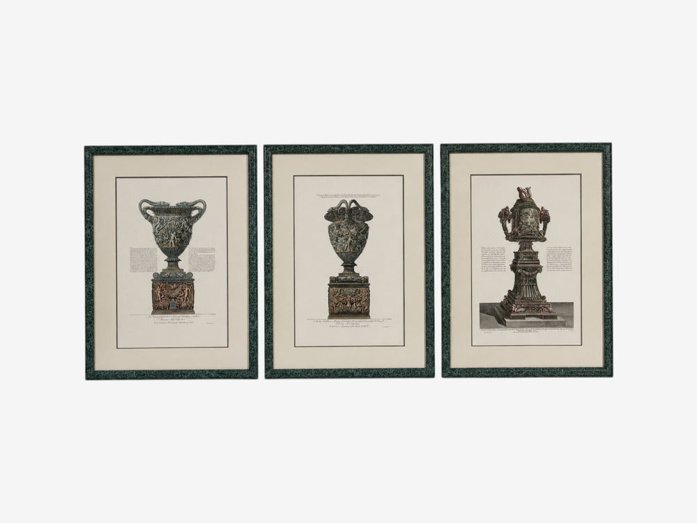 Giovanni Battista Piranesi Style, Framed Antique Vase Engravings, 1970s