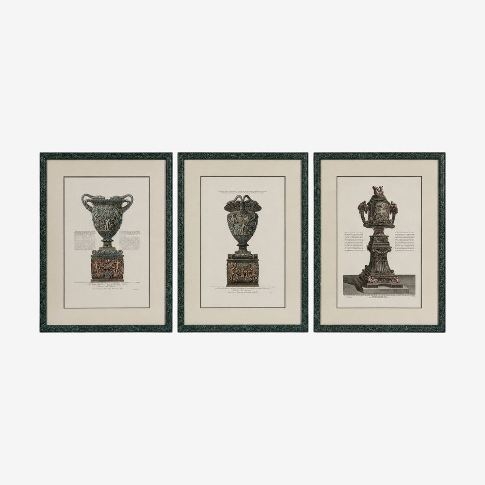 Giovanni Battista Piranesi Style, Framed Antique Vase Engravings, 1970s