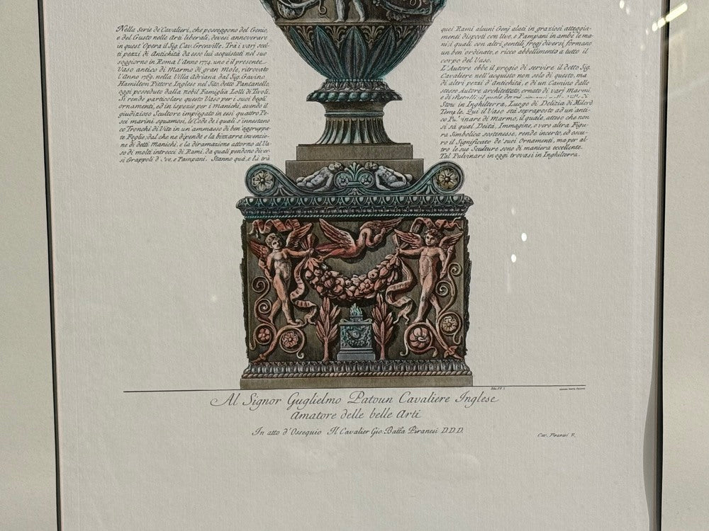 Giovanni Battista Piranesi Style, Framed Antique Vase Engravings, 1970s
