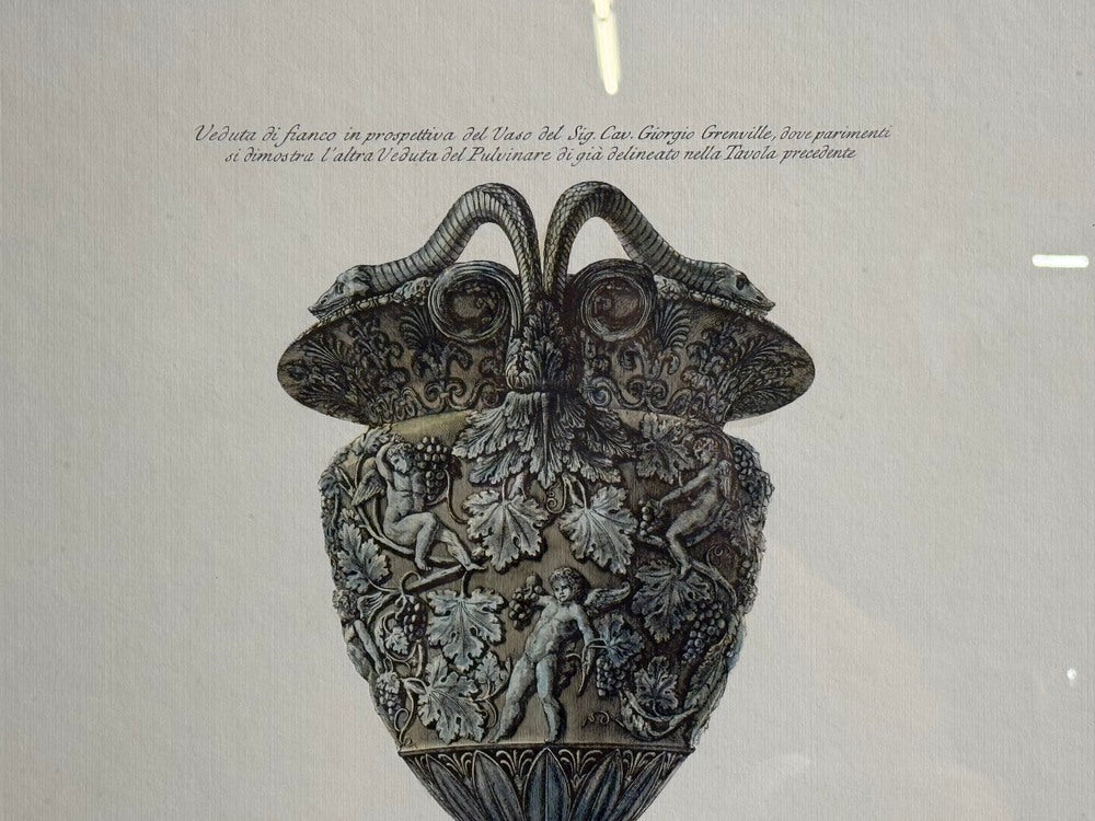 Giovanni Battista Piranesi Style, Framed Antique Vase Engravings, 1970s
