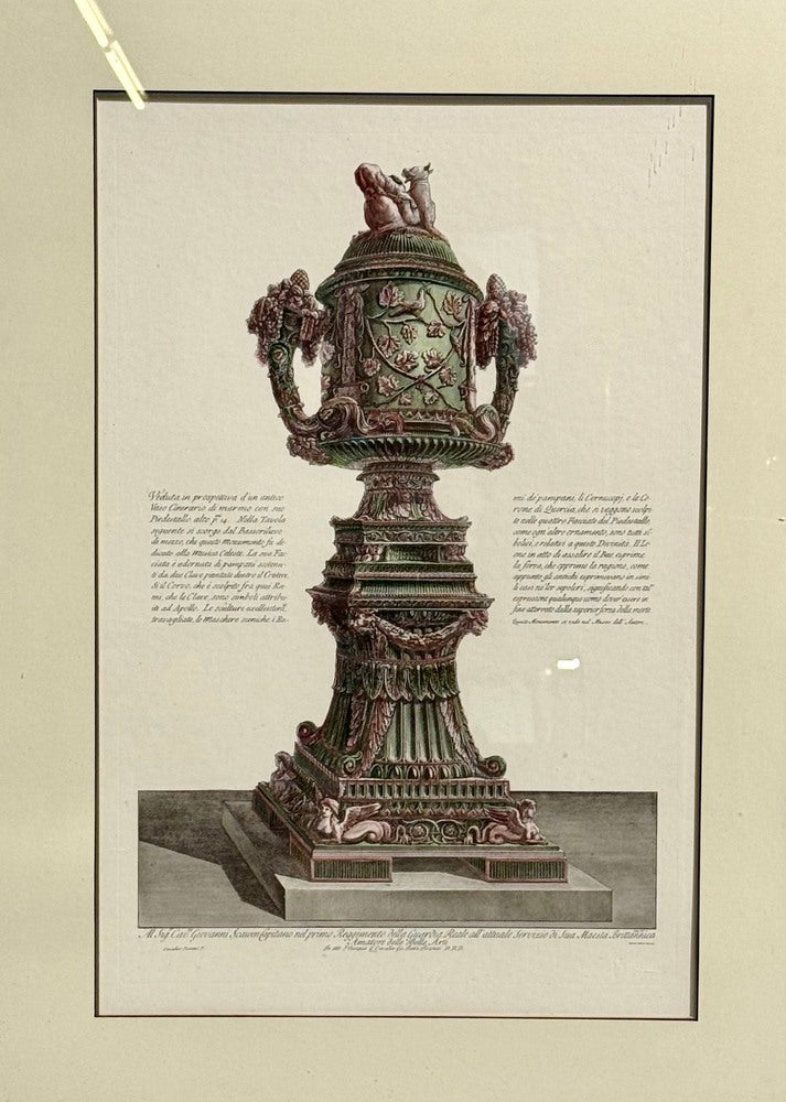 Giovanni Battista Piranesi Style, Framed Antique Vase Engravings, 1970s