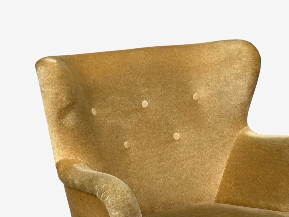 Ilmari Lappalainen, Lounge Chairs, Beech, Velvet, Finland, 1950s