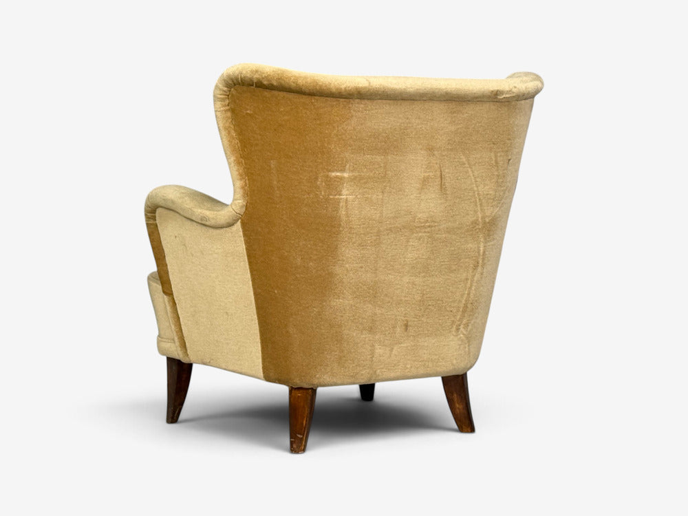 Ilmari Lappalainen, Lounge Chairs, Beech, Velvet, Finland, 1950s