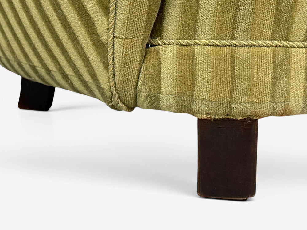 Danish Cabinetmaker, Banana Lounge Chairs, Beech, Velour, Denmark, 1940s
