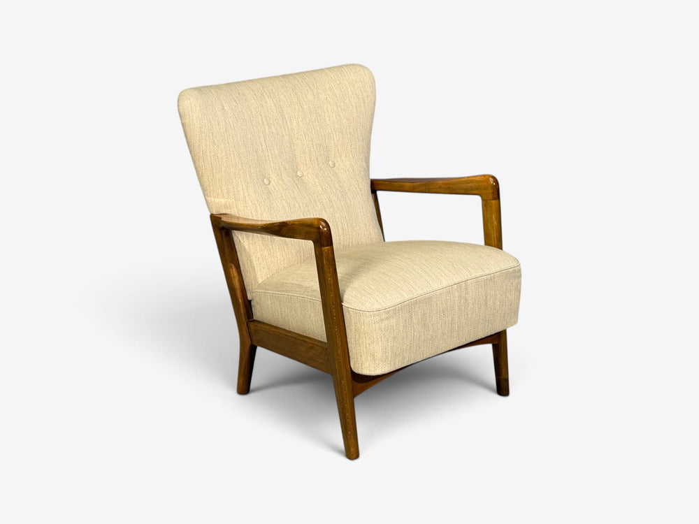 Søren Hansen, Lounge Chairs, Wool, Beech, Denmark, 1940s