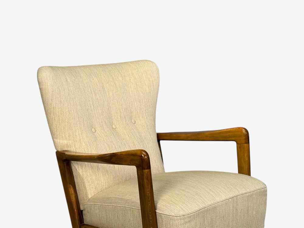 Søren Hansen, Lounge Chairs, Wool, Beech, Denmark, 1940s