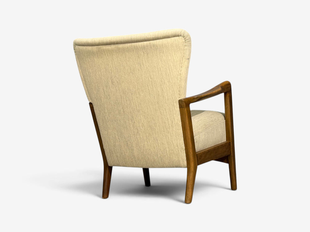 Søren Hansen, Lounge Chairs, Wool, Beech, Denmark, 1940s