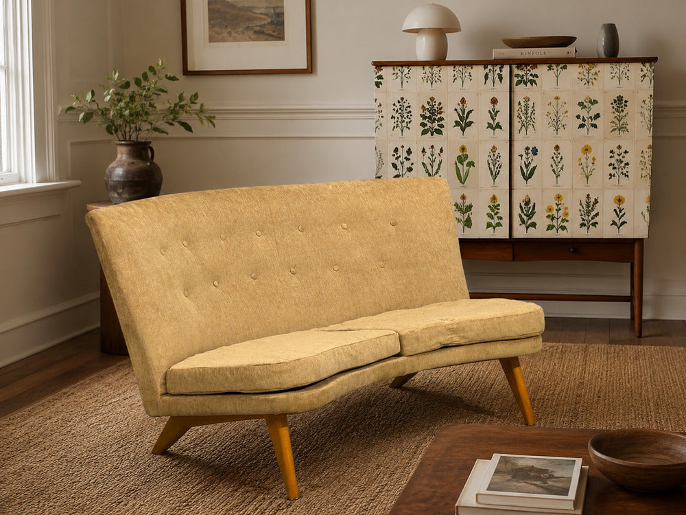 Carl Gustaf Hiort af Ornäs, Sofa, Fabric, Lacquered Wood, Finland, 1940s
