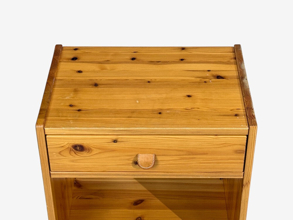Swedish Modern, Nightstands, Pine, Leather, Sweden, 1970s