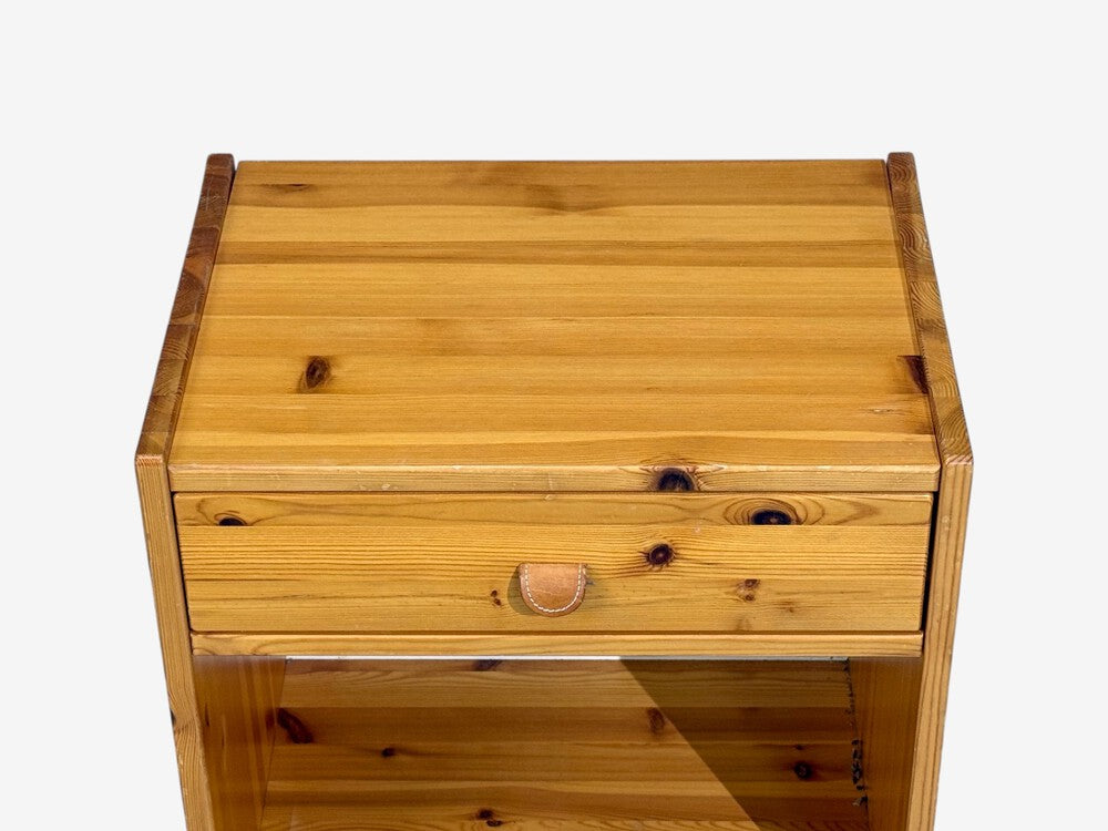 Swedish Modern, Nightstands, Pine, Leather, Sweden, 1970s