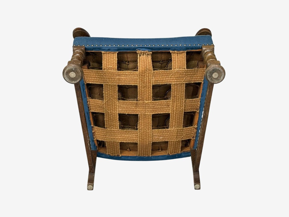 Danish Cabinetmaker, Armchair, Wool, Carved Oak, Denmark, 1920s