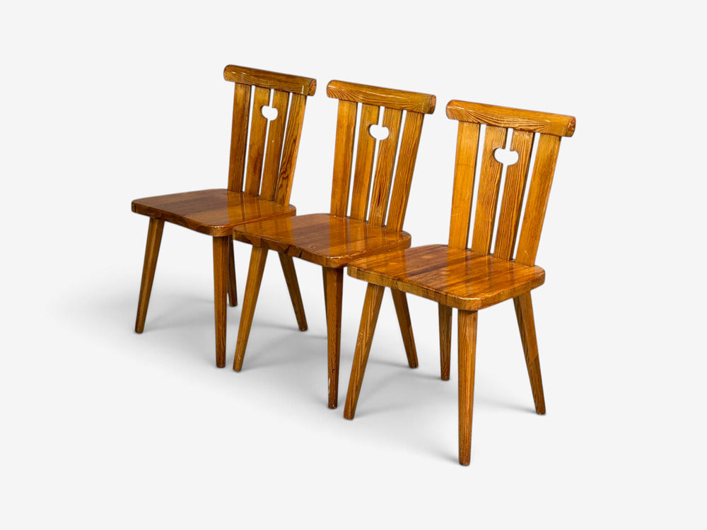 Göran Malmvall, Six Dining Chairs, Pine, Sweden, 1970s
