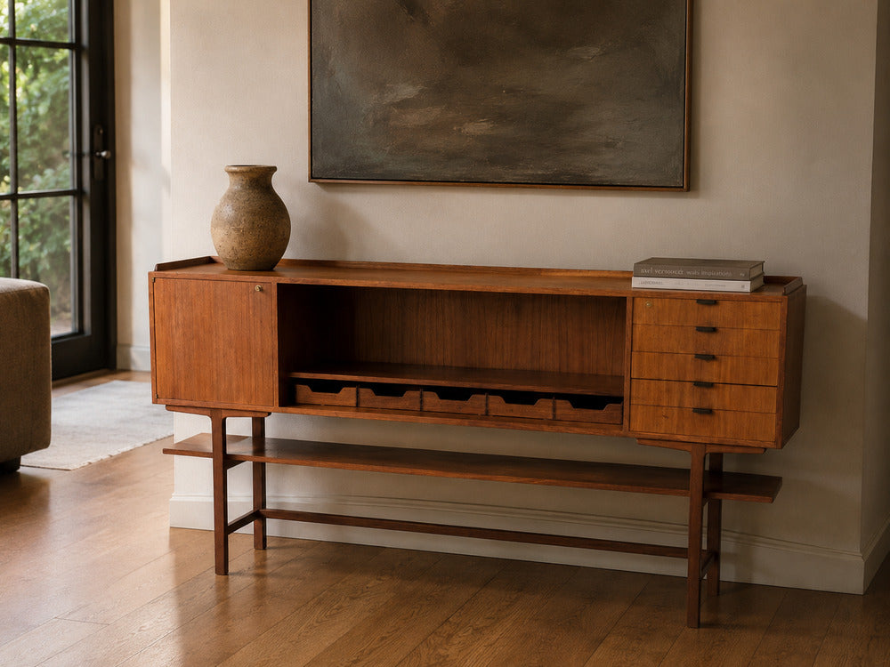 Axel Bäck attr., Monumental Sideboard, Teak, Rosewood, Sweden, 1950s